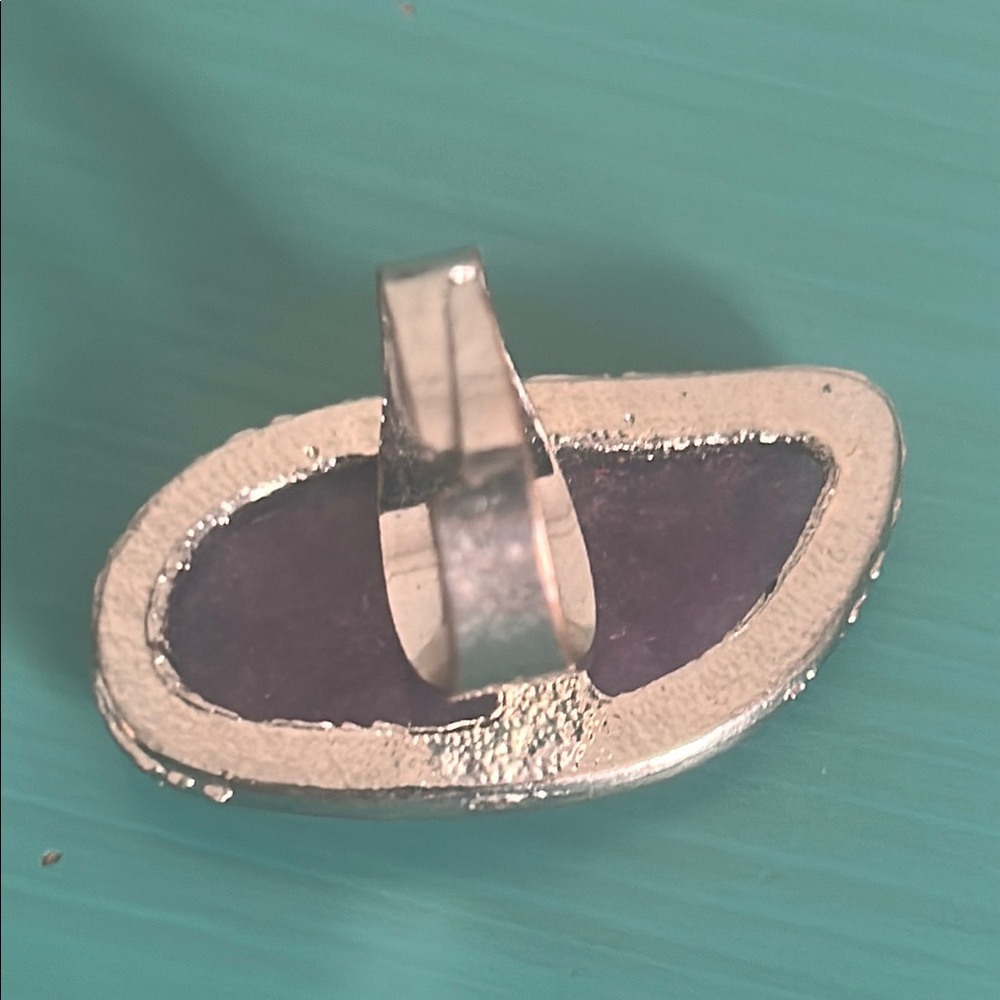 Artisan Silver Tone Statement Ring With Cabochon … - image 6